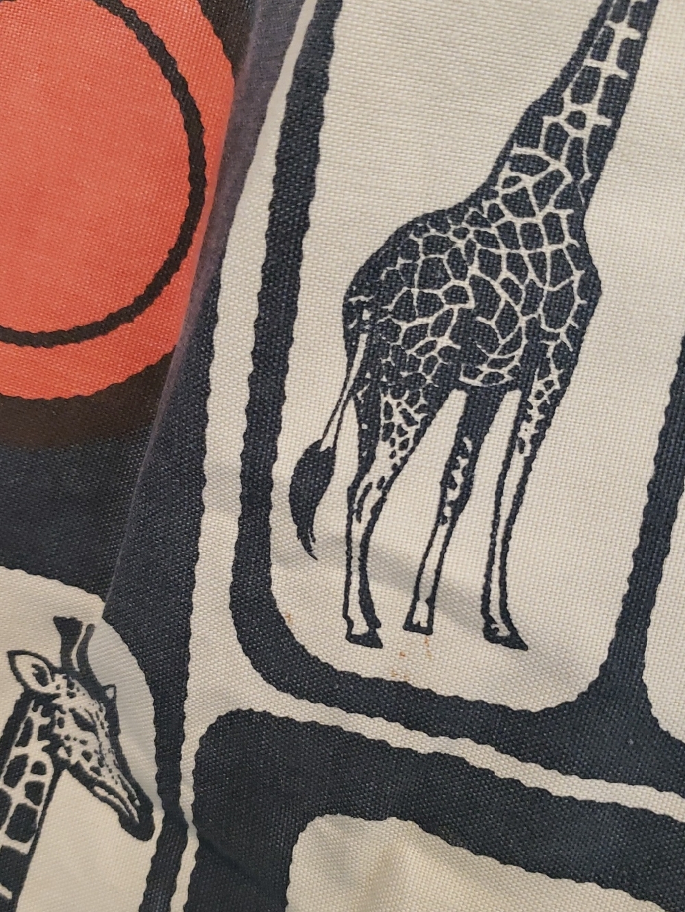 Hand Printed Giraffe Tote by COQ D'OR - 16"H X 12"W X 3" D - Picture 14 of 16